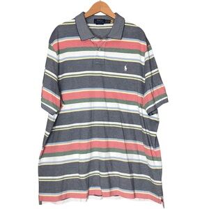 Polo Ralph Lauren Stripe Polo Shirt Multicolour Pique Cotton Men’s XXL
